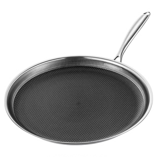 不粘锅316不锈钢千层皮专用锅平底家用班戟牛排煎锅蛋糕皮烙饼锅