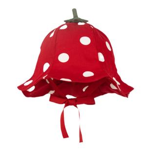 YOUGE幼歌 婴幼儿秋季新款甜美草莓波点小红帽防风柔软透气渔夫帽