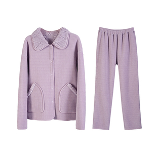 橙线情侣睡衣套装秋冬款保暖雪尼尔双面穿长袖长裤家居服E841001