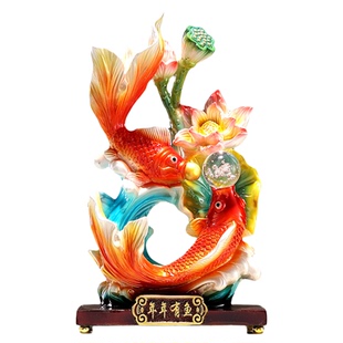 年年有鱼招财摆件创意新中式工艺品树脂客厅玄关酒柜装饰品桌面