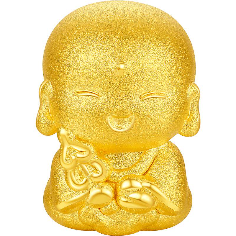 周六福3d硬金转运珠路路通女款