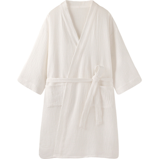 日系の简约高级感纯棉纱布睡衣女款春秋季长袖睡袍慵懒家居服女士