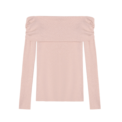 MULVAN 锁骨沦陷 高级感一字肩针织衫女外穿修身显瘦露肩气质上衣