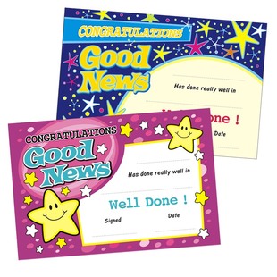 证书优质英语表扬信小奖状教学用品小学生多款英文喜报Good news