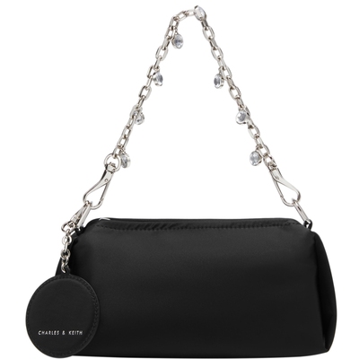 CHARLES&KEITH秋冬女包SL2-80271103半宝石饰链条手提单肩包女