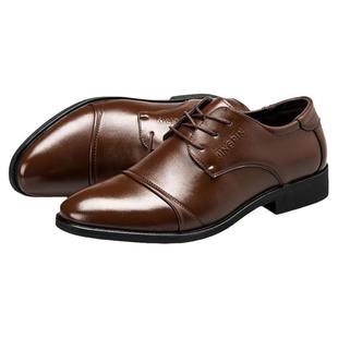 棕色45码46休闲鞋男士系带商务正装影楼拍照皮鞋大码47潮流48男鞋