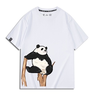 2023新款纯棉夏季潮牌国朝风西直门三太子t恤大熊猫萌兰短袖上衣