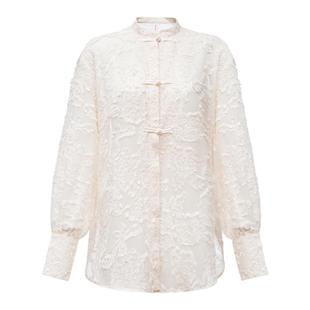 爆款·新中式提花衬衫』naivee纳薇秋冬长袖微透罩衫上衣外套女