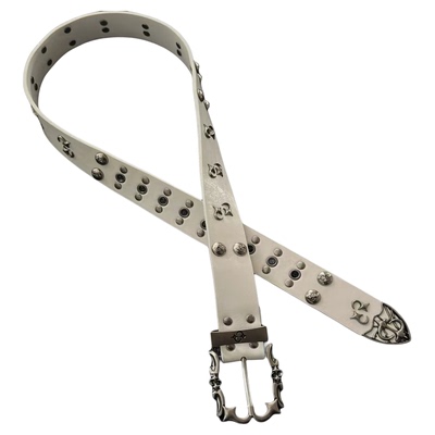 暗黑系朋克风亮面头层金属皮带