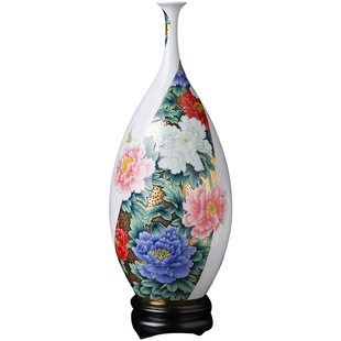 东方泥土庄晓明《国色芳华》德化白瓷手绘花瓶摆件客厅桌面装饰礼