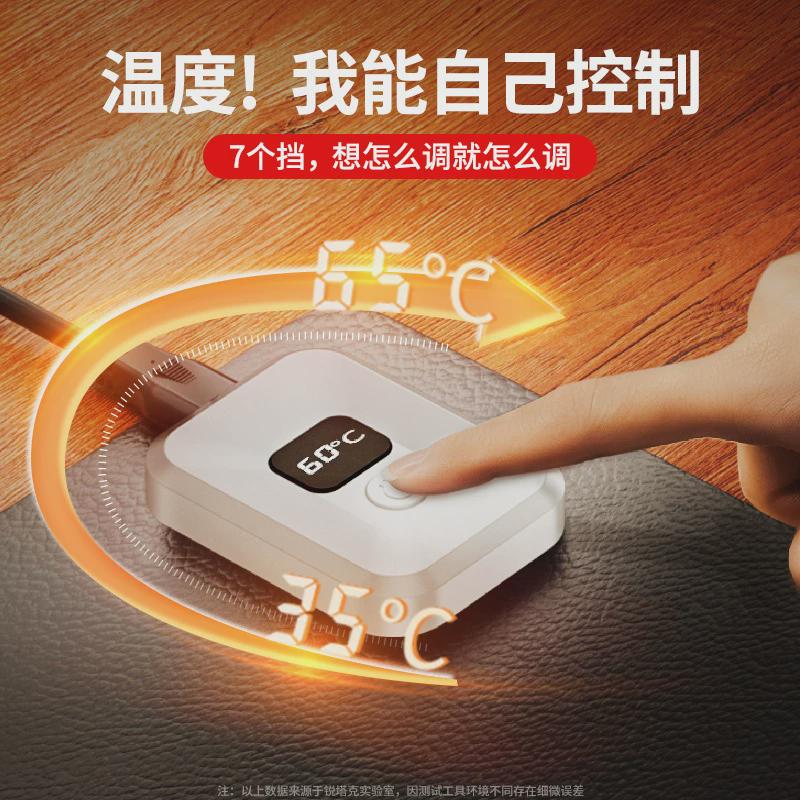 小羊皮加热鼠标垫超大发热暖桌垫女生高颜值办公室电脑桌面左开关