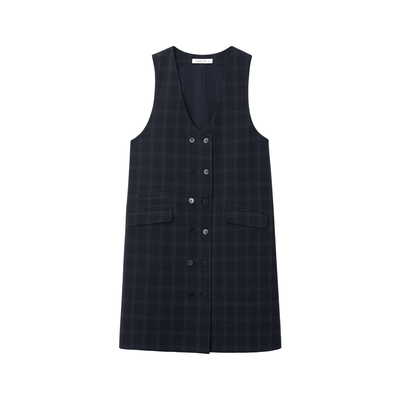 CAREMIND设计感格纹通勤背心裙