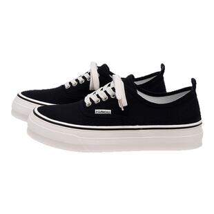 环球黑色帆布鞋男款2025新款夏季透气男鞋休闲百搭低帮一脚蹬板鞋