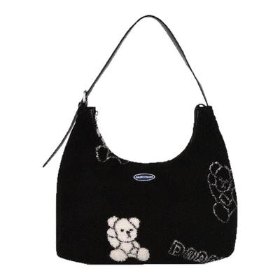 丹尼熊单肩腋下包女毛绒包包通勤秋季休闲百搭月牙包DKB4828105