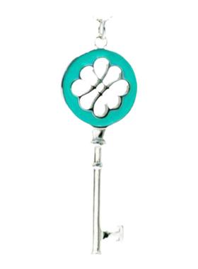 中国结蓝色珐琅钥匙项链