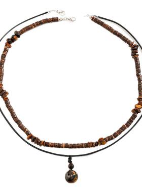 双层叠戴椰壳松石项链套装