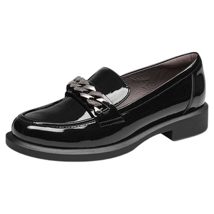 KISSCAT接吻猫[星空乐福]秋季新款粗跟小皮鞋单鞋乐福鞋皮鞋女