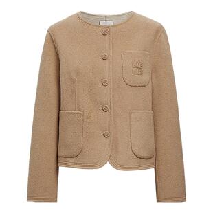 红袖冬季2024新款女装 刺绣单排扣圆领双面呢短大衣89224370803