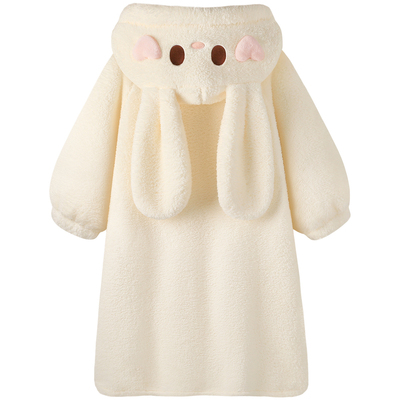 珊瑚绒睡衣女秋冬款小兔毛绒睡衣