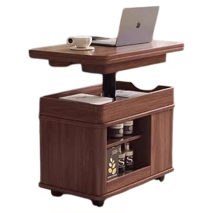 全实木折叠边柜可客厅茶几小户型升降沙发边几可移动多功能小推车