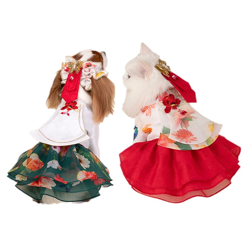 蝴蝶结头饰花朵绳结韩服连衣裙