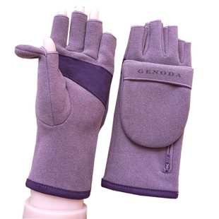 歌诺达秋冬男女情侣翻盖露指小帽德绒防滑触屏开车发热贴保暖手套