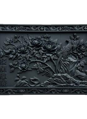 长方形花开富贵仿古浮雕树脂