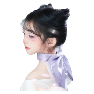 可爱儿童紫色蝴蝶结颈链汤姆的梦中情猫cos猫耳朵假发发包抓夹女