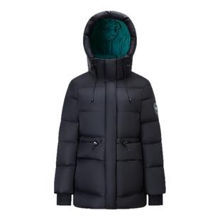 千仞岗2025秋冬新款短款羽绒服连帽保暖通勤黑色简约百搭外套女款