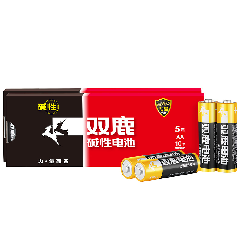 双鹿新精品5号碱性电池AA耐用遥控玩器具电池五号干电池20节可换7号正品空调电视话筒遥控汽车挂闹钟电池1.5V