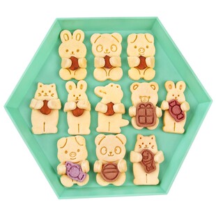 2026新年抱抱熊兔卡通饼干模具网红小熊糖霜曲奇按压家用烘焙工具