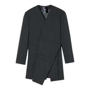 JNBY/江南布衣折扣秋冬西服宽松长袖不对称设计感V领外套休闲女