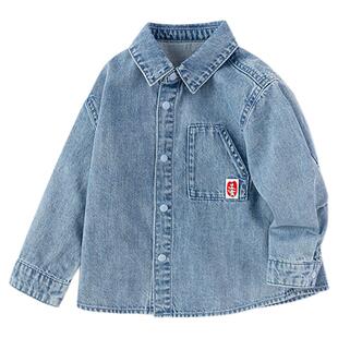 巴拉巴拉童装宝宝衬衫长袖牛仔外套男童上衣2025新款秋装时尚潮酷