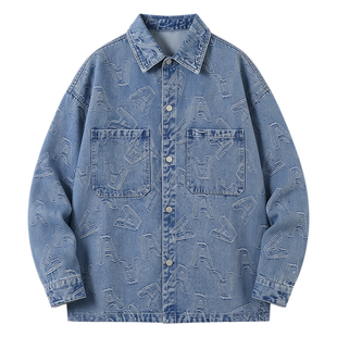 春秋季新款牛仔外套男生青少年初高中学生衬衫夹克男装士潮流上衣