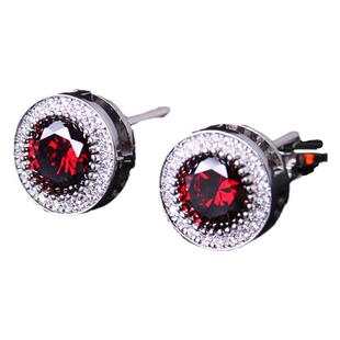 盒装 酒红水晶袖扣法式衬衫袖口扣优雅男百搭 红色袖钉cufflink