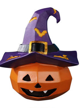 创意丑萌幽灵魔法帽南瓜头摆设万圣节派对道具密室逃脱装饰品摆件