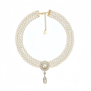 「莫妮卡王妃」法式复古宫廷高级感奢华宴会多层珍珠项链/锁骨链