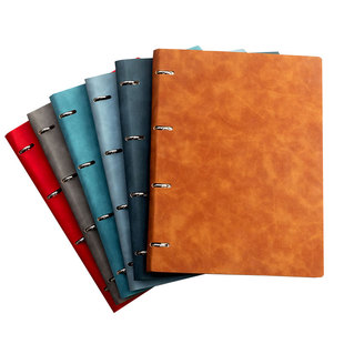 笔记本A4活页本可拆卸大号记事本子2026年新款皮面商务会议记录本成人工作办公B5日记本扣环红色外壳定制logo