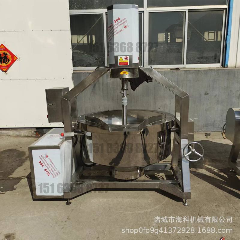 商用燃气电加热自动搅拌火锅底料辣椒酱月饼馅多爪行星炒锅炒料机