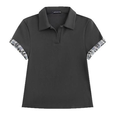 DIONYS*翻折格子袖口正肩POLO衫