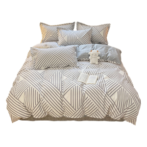 北欧风纯棉四件套ins床上用品100全棉简约床单被套学生宿舍三件套