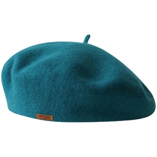 石原里美同款蓓蕾帽韩版皮标百搭羊毛贝雷帽秋冬复古画家帽子女生