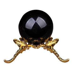 新品天然黑曜石球镇宅摆件黑色原石客厅办公室玄关装饰桌面赠底座