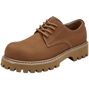 热风男鞋2025年秋季新款男士复古厚底工装鞋百搭户外皮鞋子男款