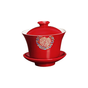 喜碗结婚对碗筷套装红碗一对婚礼改口敬茶杯敬酒女方陪嫁用品大全