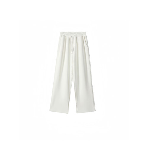 白色运动休闲裤女秋冬款胖妹妹mm高腰宽松显瘦梨型身材垂感阔腿裤