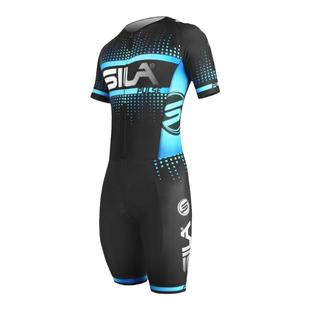 SILA轮滑服高质量夏季男士短袖连体衣铁人三项游泳速干紧身骑行服