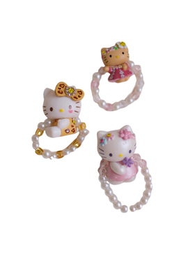 可爱萌系凯蒂猫KT卡通串珠戒指