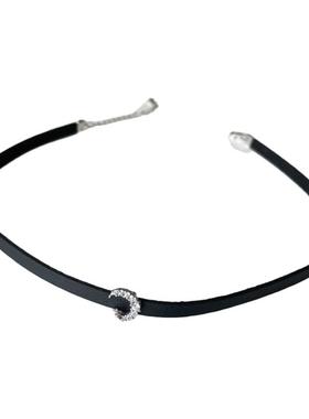 黑色choker颈链皮质细925银