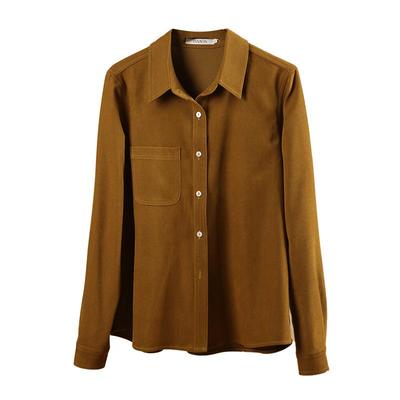 绿色灯芯绒衬衫秋冬长袖复古